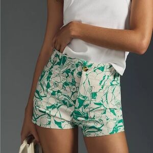 NWT Anthropologie Green Floral The Colette Shorts by Maeve